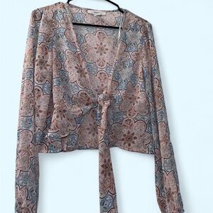 Forever 21 Paisley Print Blouse in Pink and Blue